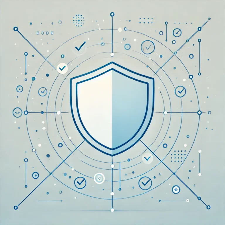DALL·E 2026-04-10 09.03.26 - A very minimal abstract editorial illustration with a strong use of whitespace. A simple shield outline in soft blue sits centered, formed by a few th